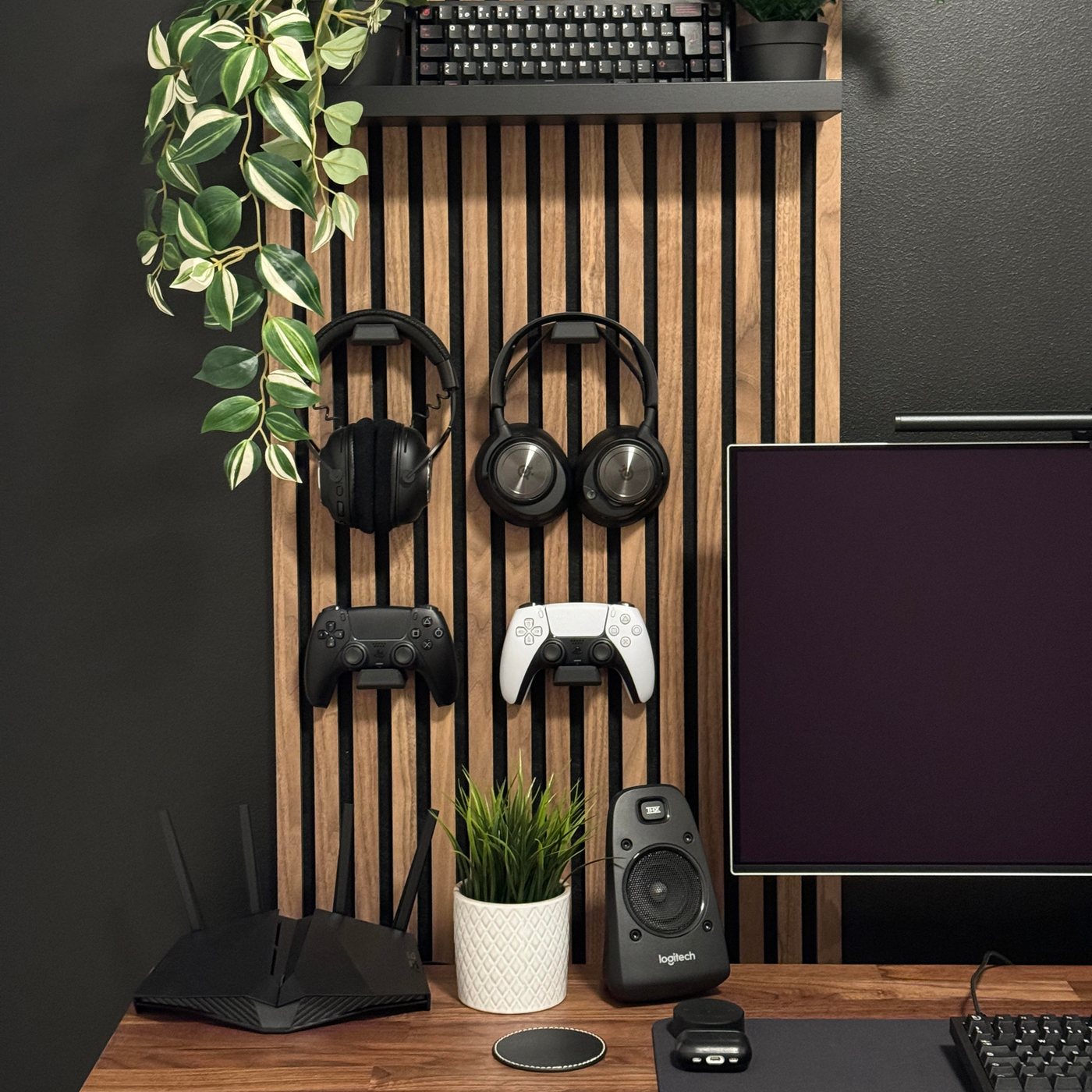 3D-geprinte WallTune houder voor koptelefoon en gamecontroller